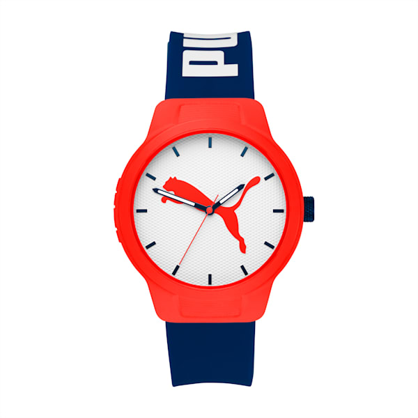 Reset V2 Three-Hand Blue Polyurethane Watch, RED BLUE, extralarge