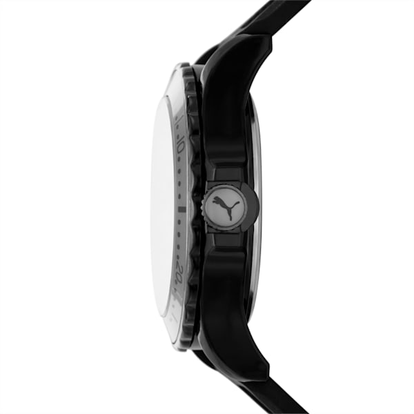 PUMA 10 Three-Hand Black Silicone Watch, BLACK