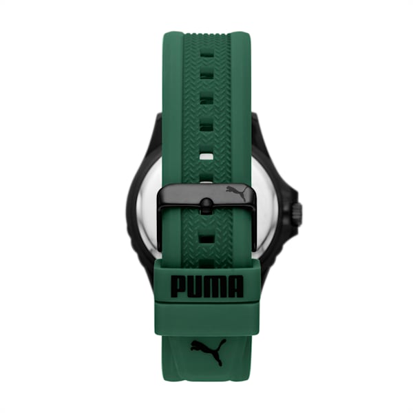 PUMA 10 Three-Hand Green Silicone Watch, BLACK GREEN, extralarge