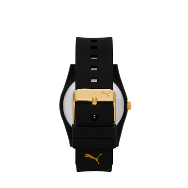 PUMA 11 Three-Hand Gold Silicone Watch, BLACK, extralarge
