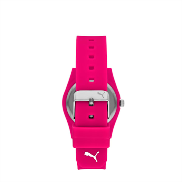PUMA 11 Three-Hand Black Silicone Watch, PINK, extralarge