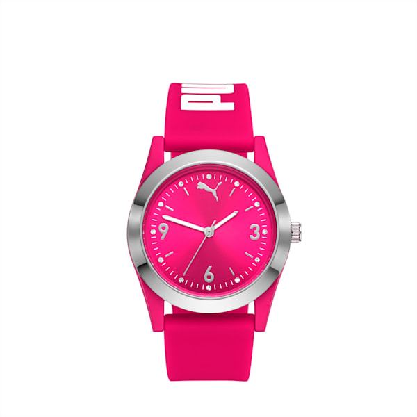 Reloj PUMA 11 de silicona con tres manecillas color negro, PINK, extralarge