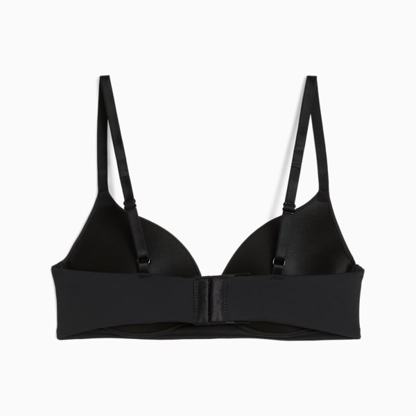 Black PUMA bra with adjustable straps and hook-and-eye back closure.