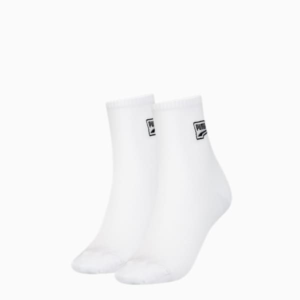 PUMA Women's Mesh Short Socks 2 pack, white combo