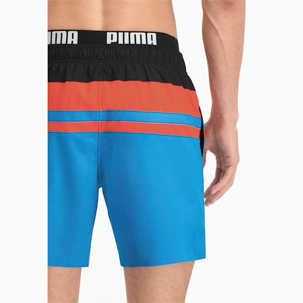PUMA Swim Heritage Stripe Men's Mid-Length Shorts, blue combo