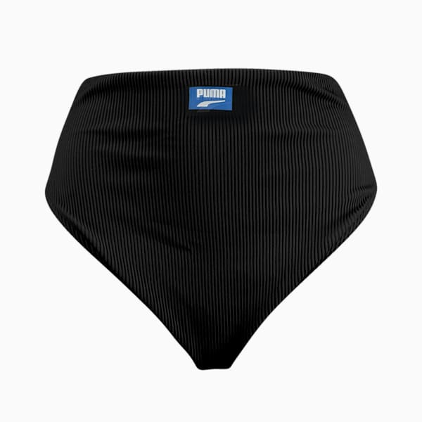 PUMA Swim Ribbed High Waist Women's Bikini Bottom, black combo, extralarge-GBR
