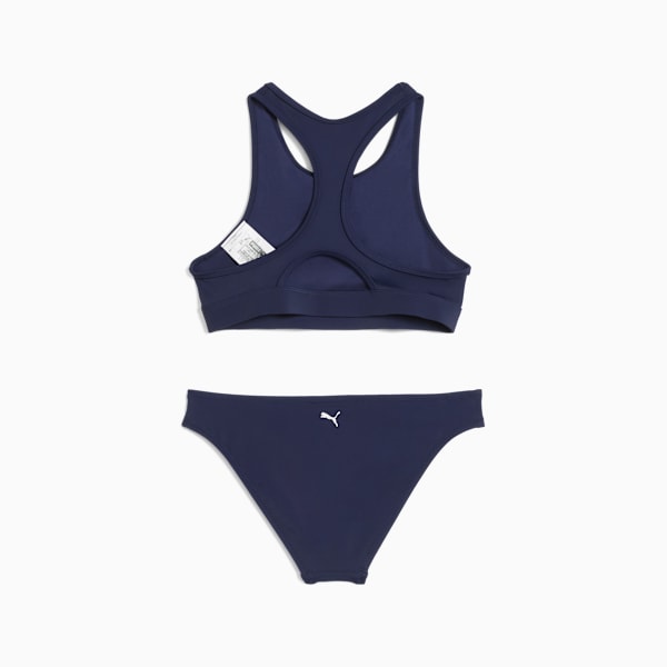 Navy PUMA two-piece for girls, featuring a top with racerback and low-rise briefs.
