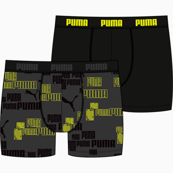 PUMA Boys' Logo Boxer 2 pack, black / yellow, extralarge-GBR