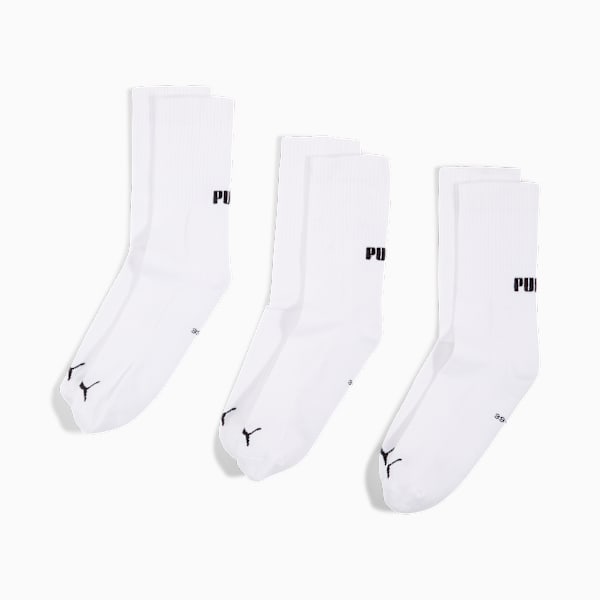PUMA Unisex Crew Socks 3 pack, white, extralarge-GBR