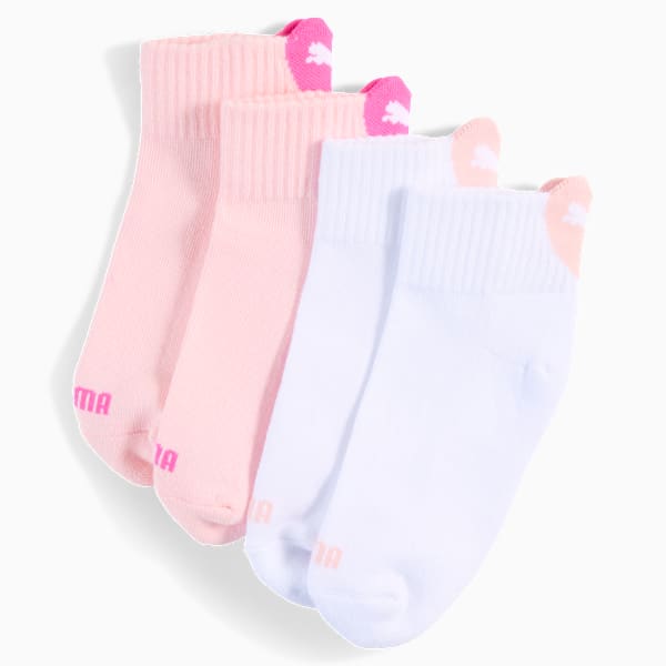 Cushioned Heart Logo Quarter Socks Youth (2-pack), pink / white, extralarge