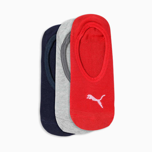 Footie Socks Pack of 3, blue / red / grey, extralarge-IND