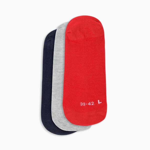 Footie Socks Pack of 3, blue / red / grey, extralarge-IND