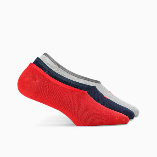 Footie Socks Pack of 3, blue / red / grey, extralarge-IND