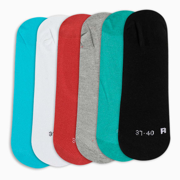 PUMA Unisex Footie Socks Pack of 6, Puma Black/ Scuba Blue/ DGH/ Parasailaing/ American Beauty/, extralarge-IND