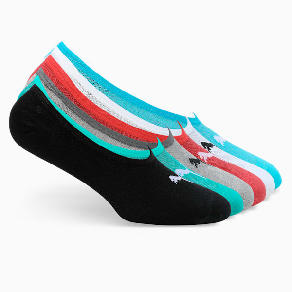 PUMA Unisex Footie Socks Pack of 6, Puma Black/ Scuba Blue/ DGH/ Parasailaing/ American Beauty/, extralarge-IND