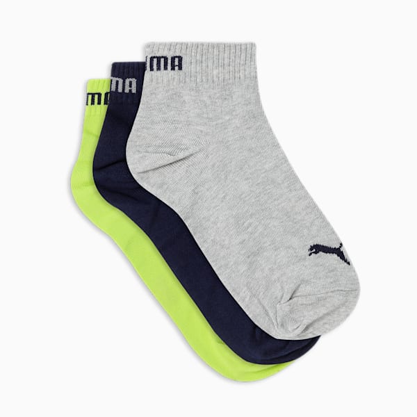Quarter Plain Socks Pack of 3, lime punch, extralarge-IND