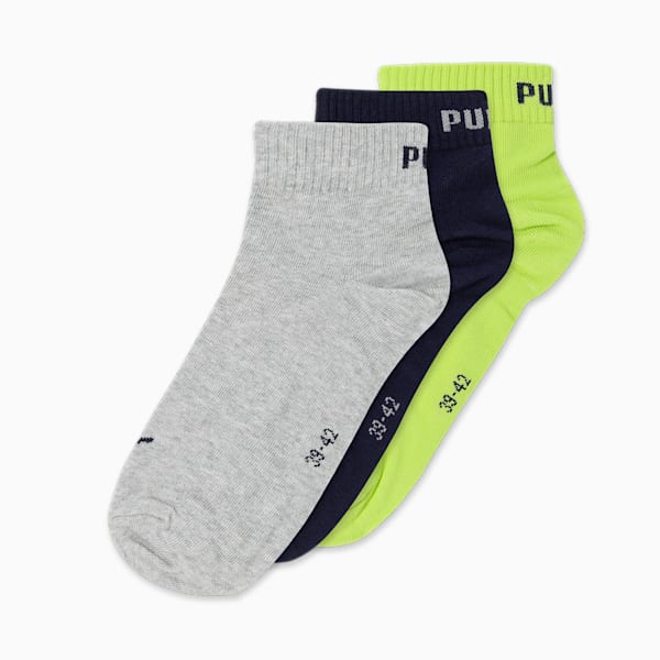 Quarter Plain Socks Pack of 3, lime punch, extralarge-IND