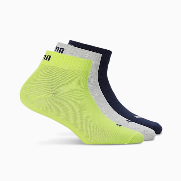 Quarter Plain Socks Pack of 3, lime punch, extralarge-IND
