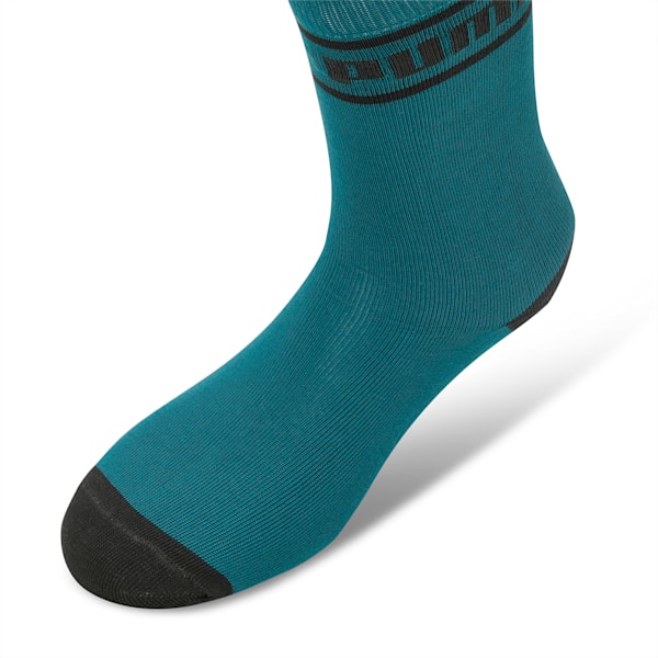 Crew Length Socks Pack of 3, Green Lagoon/dark night/puma black, extralarge-IND