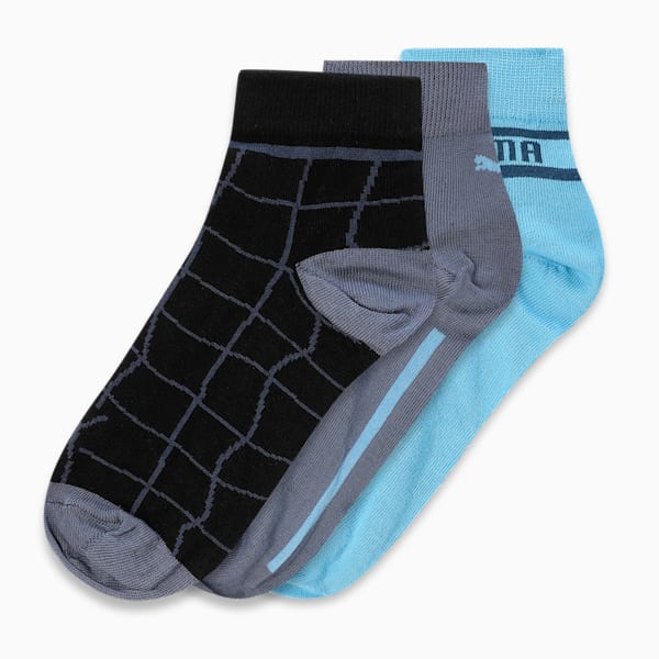 PUMA Sports Quarter Unisex Socks Pack of 3, Peacoat/Black/Day Dream, extralarge-IND