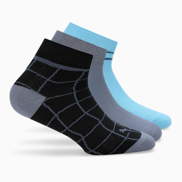 Sports Quarter Socks Pack of 3, Peacoat/Black/Day Dream, extralarge-IND