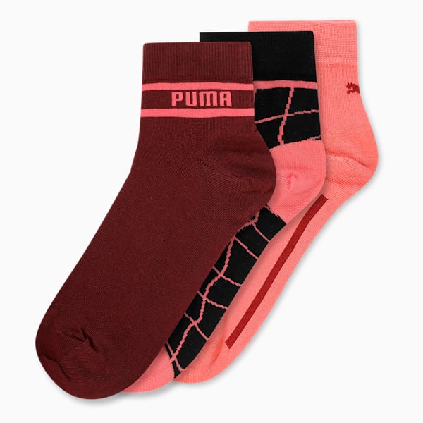 Sports Quarter Socks Pack of 3, Intense Red/Heartfelt/Black, extralarge-IND