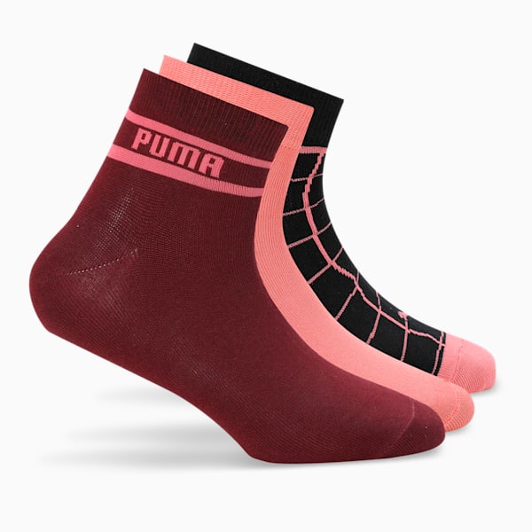 Sports Quarter Socks Pack of 3, Intense Red/Heartfelt/Black, extralarge-IND