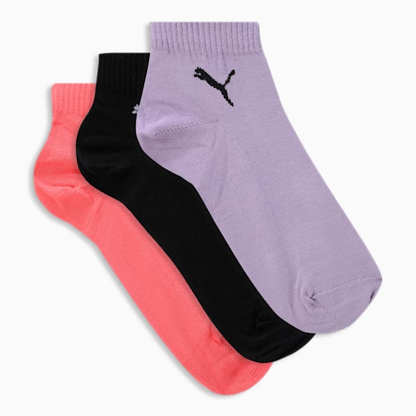 Quarter Socks Pack of 3, Black/ Georgia Peach/ Lavender, extralarge-IND