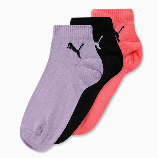 Quarter Socks Pack of 3, Black/ Georgia Peach/ Lavender, extralarge-IND