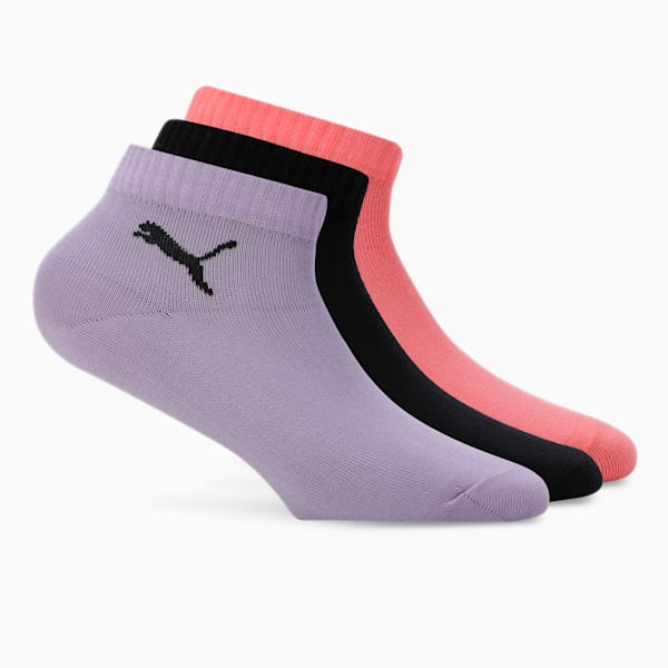 Quarter Socks Pack of 3, Black/ Georgia Peach/ Lavender, extralarge-IND