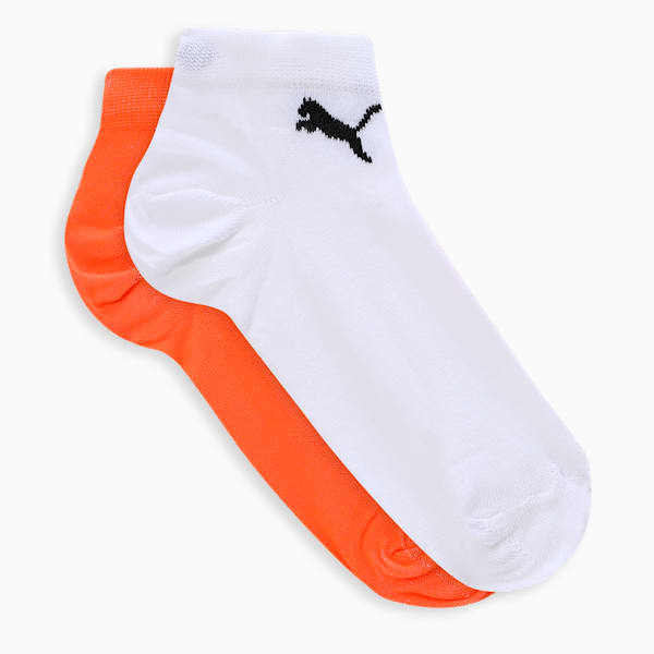 Sneakers Socks Pack of 2, Vibrant Orange- Puma White, extralarge-IND