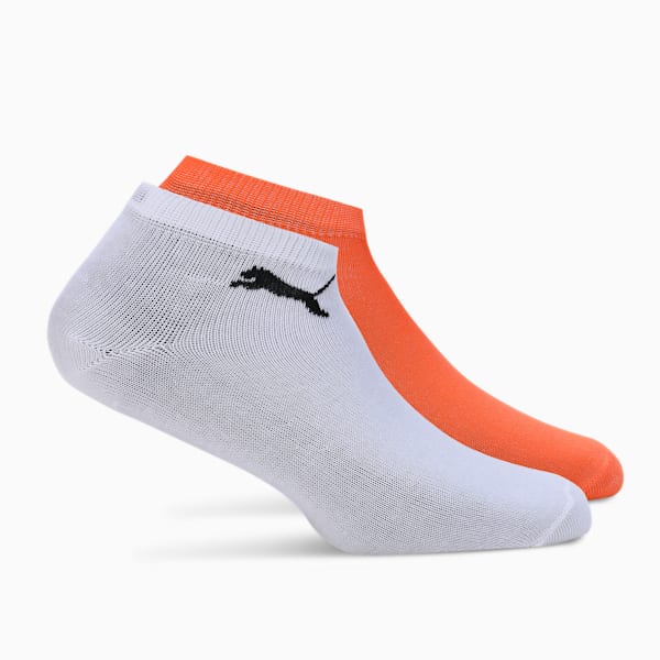 Sneakers Socks Pack of 2, Vibrant Orange- Puma White, extralarge-IND