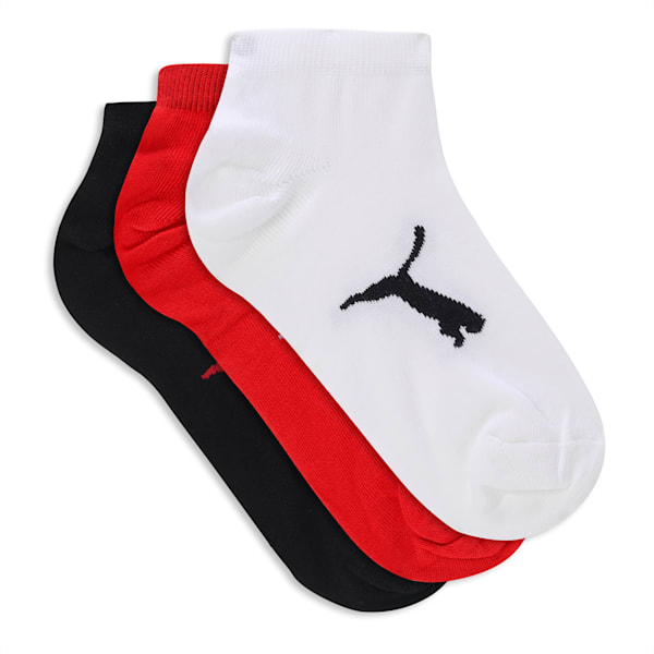 Unisex Sneaker Socks Pack of 3, Black/White/High Risk Red, extralarge-IND