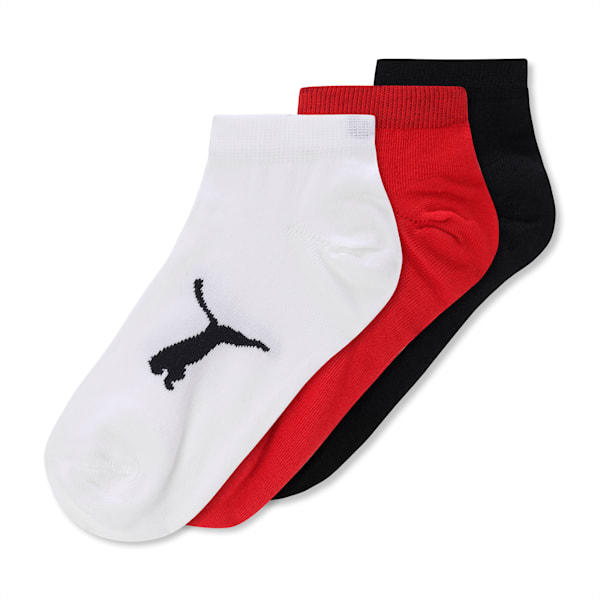 Unisex Sneaker Socks Pack of 3, Black/White/High Risk Red, extralarge-IND