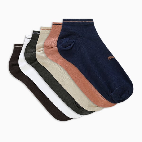Sneaker Socks Pack of 6, Peacoat/Dark Chocolate/White/Camel/Pristine/Forest Night, extralarge-IND