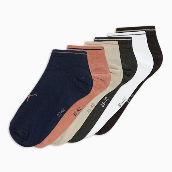 Sneaker Socks Pack of 6, Peacoat/Dark Chocolate/White/Camel/Pristine/Forest Night, extralarge-IND