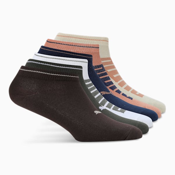 Sneaker Socks Pack of 6, Peacoat/Dark Chocolate/White/Camel/Pristine/Forest Night, extralarge-IND