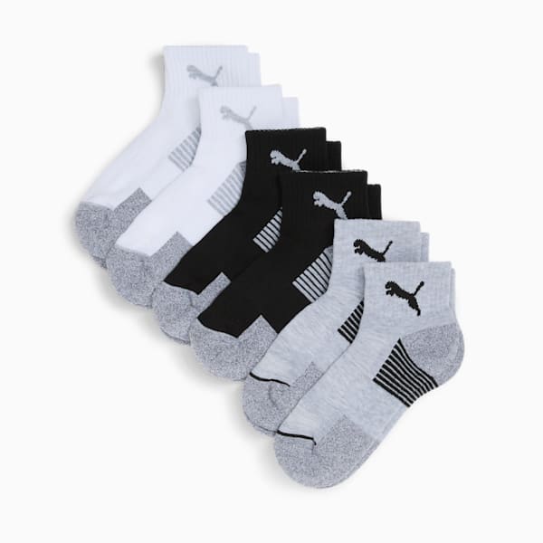 Calcetines deportivos de media felpa para mujer (6 pares), GREY / BLACK, extralarge
