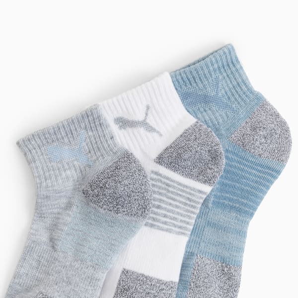 Women's Half-Terry Quarter Length Crew Socks (6 Pairs), GREY / BLUE, extralarge