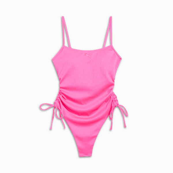Traje de baño con fruncidos para mujer, BRIGHT PINK, extralarge