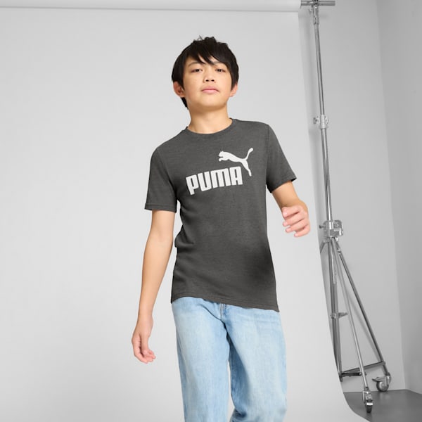 PUMA Logo Short Sleeve Big Kids' Tee, CHARCOAL HEATHER, extralarge