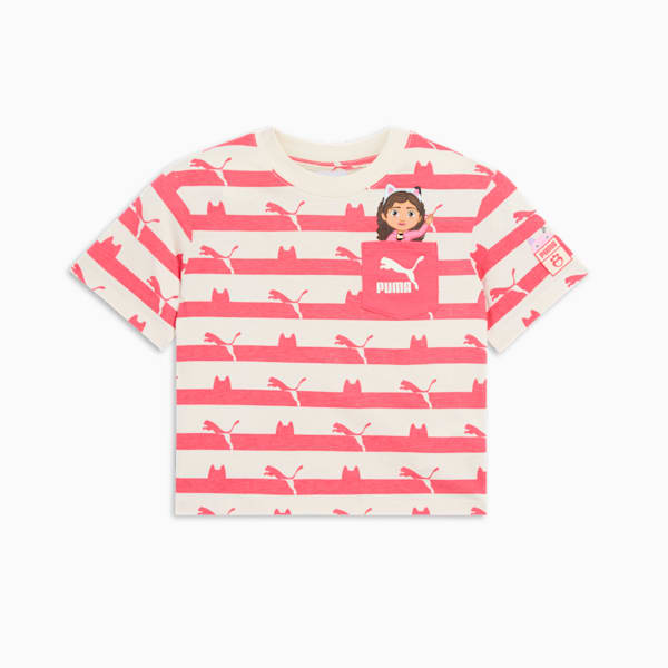 PUMA x GABBY'S DOLLHOUSE Little Kids' Stripe Tee, MAGENTA GLEAM, extralarge