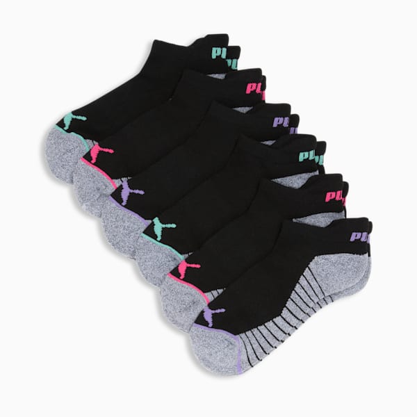 Women's Half-Terry Low Cut Socks (6 Pairs), BLACK / PINK, extralarge