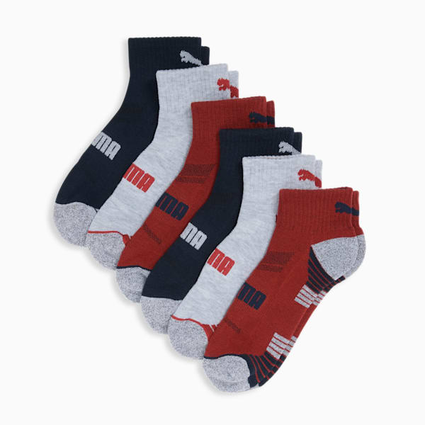 Men's Half-Terry Quarter-Length Crew Socks (6 Pairs), NAVY, extralarge