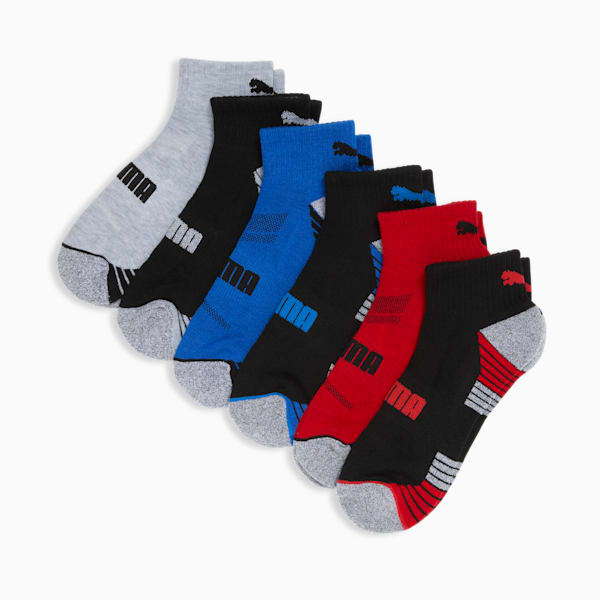 Men's Half-Terry Quarter-Length Crew Socks (6 Pairs), BLUE, extralarge