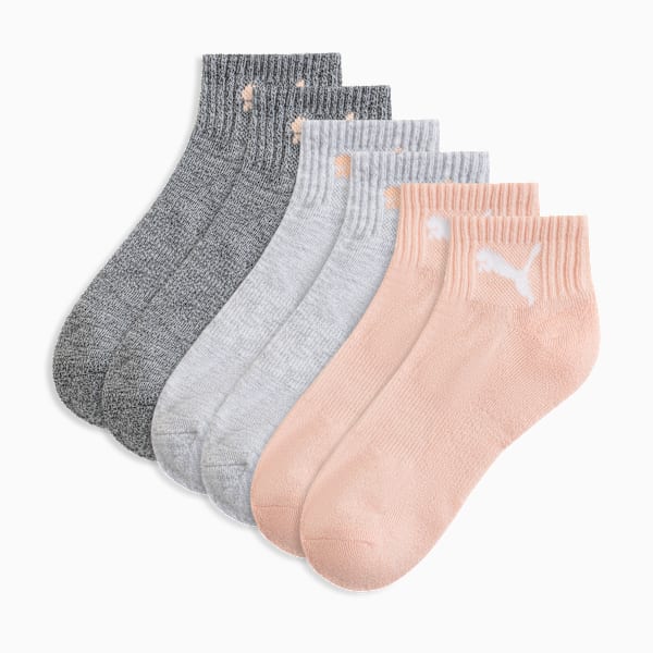 PUMA Big Kids' Half-Terry Quarter Crew Socks (3 Pairs), LT PASTEL PINK, extralarge