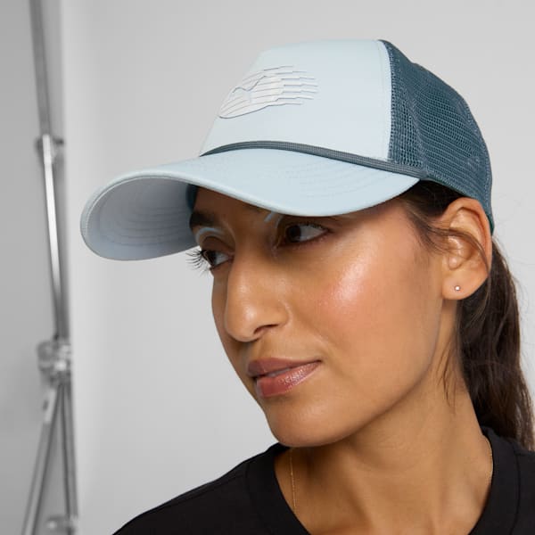 PUMA Long Run Women's Trucker Cap, GREY/BLUE, extralarge