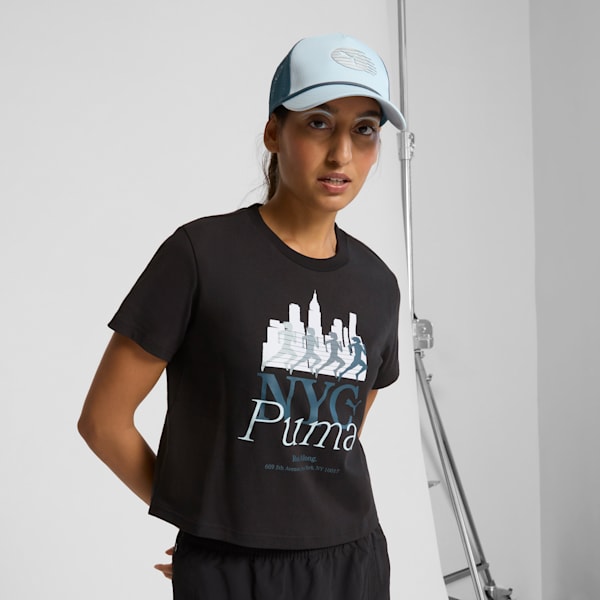 PUMA Long Run Women's Trucker Cap, GREY/BLUE, extralarge