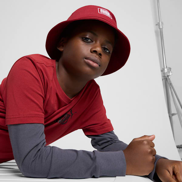 Gorro de pescador con logotipo de espejo para niños grandes, DARK RED, extralarge