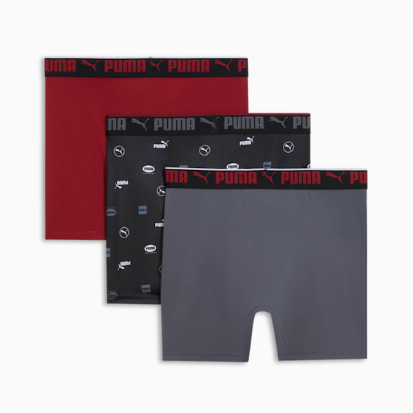 Calzoncillos tipo bóxer con logotipo y ajuste atlético para hombre (paquete de 3), RED / BLACK, extralarge